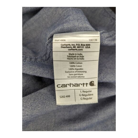 Carhartt blue chambray long sleeve button up relaxed fit. Men's large. - Picture 6 of 6